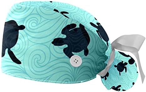 Работна капа на 2 пакети со копчиња лента вратоврска назад океански живот на желка од рефлексија долга коса на косата