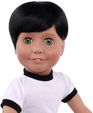 Muziwig Кукли за коса перики за 18 '' американски кукли, црна кратка коса мало момче кукла перика отпорна на топлина перики за 18 '' кукли,