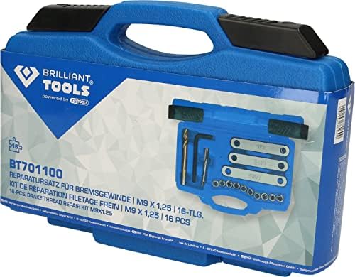 Брилијантни алатки BT701100 M9 X 1.25 16 парчиња комплет за навој со сопирачка