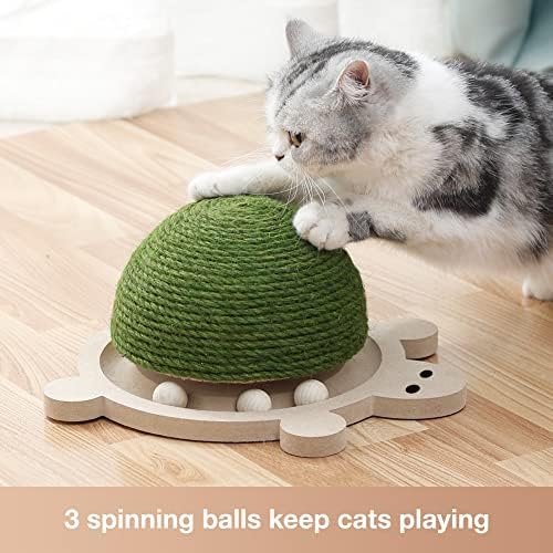 Mondotoy Смешна ролерка мачка играчка дрвена патека топки за писе мачка, форма на желка со подлога за гребење на мачки, интерактивни играчки за