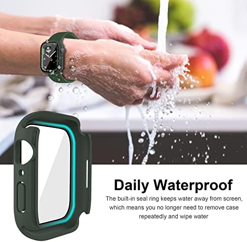 [2 во 1] Miimall за водоотпорен Apple Watch 7 41mm Случајот за заштитник на екранот, тврд компјутер водоотпорен случај вграден во калено стакло