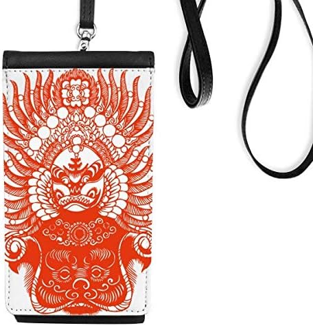 Peking opera Red Gongtongguan хартија за хартија за хартија, чанта, виси мобилна торбичка со црн џеб
