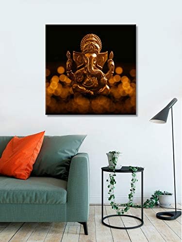 999STORE Golden Ganesha Backgrou & Black Color & Golden Bubble Wall Art Canvas сликарство FLP2424015