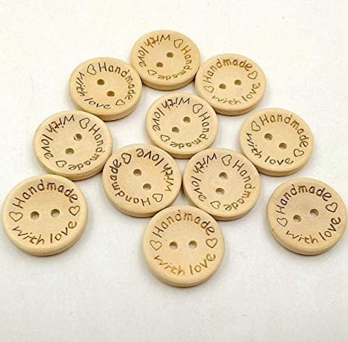 DNHCLL 15 mm со две дупки со ласерска азбука рачно изработена со loveубовни дрвени копчиња за шиење додатоци Декоративни копчиња DIY Decor