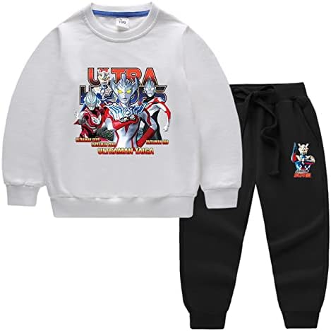 Narkoox Pister Boys Graphic Cotton Cotton Sweatshirt-Ultraman Долг ракав Худи со панталони, 2 парчиња врвови за пулвер за проследување