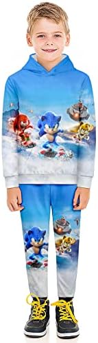 Киксекс Момци и девојчиња Pullover Sweatshirt Suit, Teen Game Hoodie и Sweatpants Tranchuit Setter
