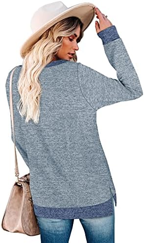 Weesенски женски долги ракави џемпери во боја на џемпери во боја