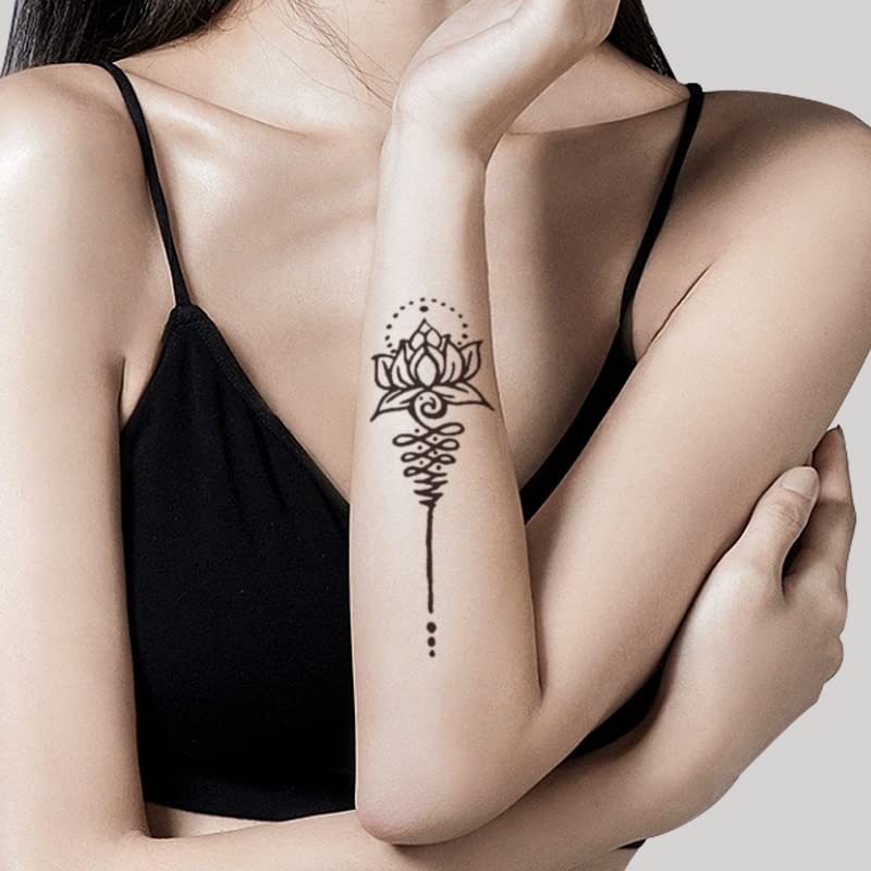 3 листови водоотпорни налепници за тетоважи на црна мандала санскрит лотос дизајн лажни тетоважи блиц татоос АРМ Тело уметност за