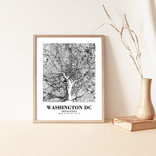 Единалии 8x10 Нераспорен во Вашингтон ДЦ во Соединетите Држави Градски преглед Апстракт пат модерна мапа по уметнички постер