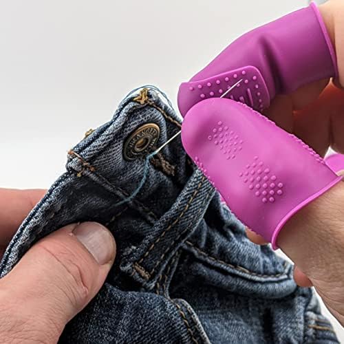 Заштитувачи на прсти - сет на Thik -Grip - Силиконски нелепливи капаци | Виолетова чувари од 9 пакувања | За топол лепак | Шиење | Лепила |