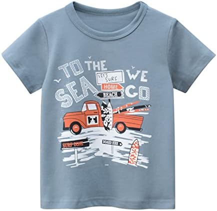 Детско деца бебешки момчиња девојки автомобили печати кратки ракави маички маички врвови облека за деца краток ракав