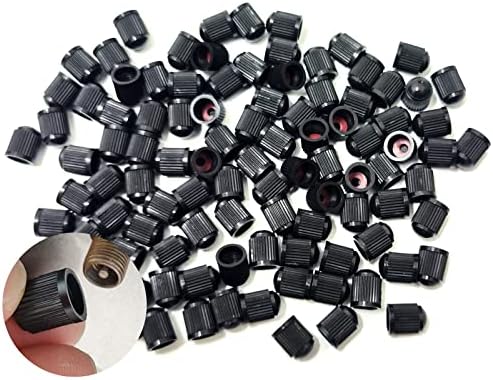 100 парчиња црни пластични вентили матични капаци со прстен за запечатување, универзални капаци на вентили за автомобили, велосипеди, мотоцикли,