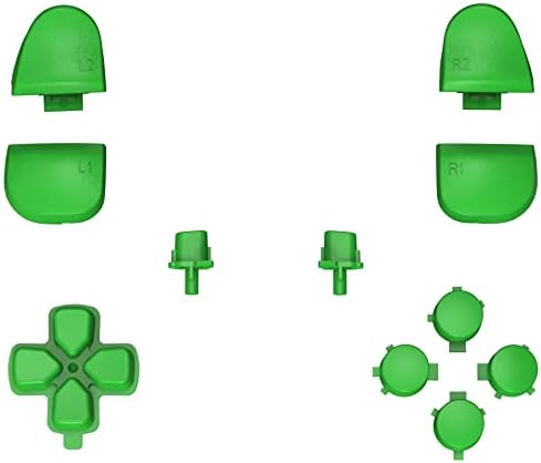 Extrerate зелена замена Д-рампа R1 L1 R2 L2 Triggers Споделете ги опциите копчиња за лице за контролор DualSense 5 PS5, комплети за поправка