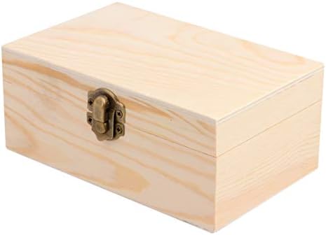 ЗДРАВО Недовршена Кутија За Накит Од Дрво Дрвена Кутија Со Капак И Затворач ЗА Заклучување Самостојна Кутија ЗА Складирање Занаети За Накит Подарок