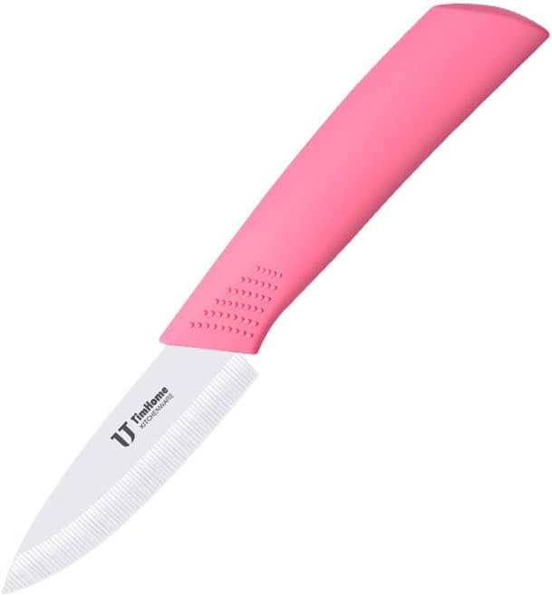 Керамички овошен нож од 3 инчи со лесна розова рачка/со обвивка и бело сечило