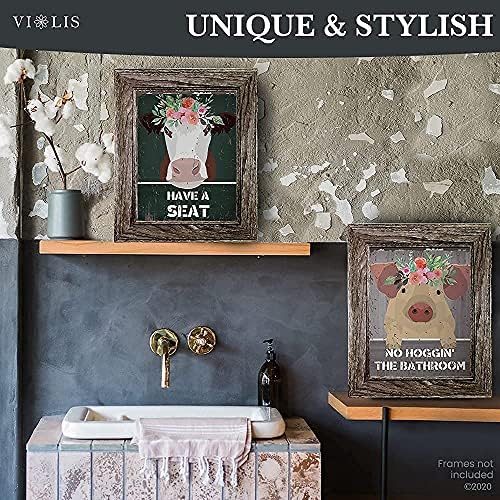 Смешна бања wallидна уметност | 8x10 Непознати сет од 6 отпечатоци за украси на бања | Здраво слатки образи знак за бања | Animalsивотни