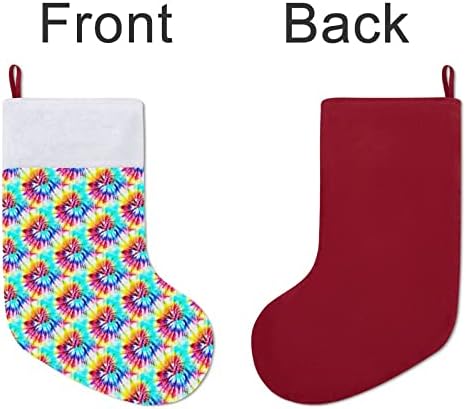 Врза за боја, црвени божиќни чорапи за одмор дома украси за Божиќно дрво камин што виси чорапи