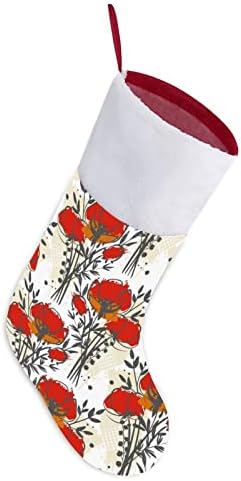 Црвени афиони Божиќни чорапи порибување на Божиќно дрво Дедо Мраз виси украси за празничен камин 16,5 “