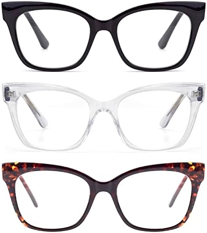 Autojouls 3-Пакет Oprah Стил Очила За Читање За Жени,Tr Мачка Рамка За Очи Флекс Компјутерски Очила Анти Око Вирус/Мигрена