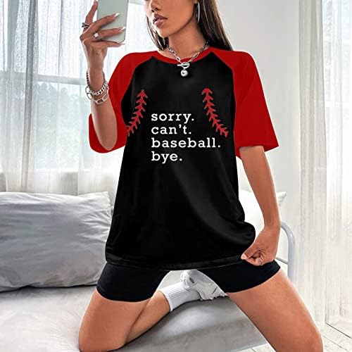Извинете, не можам бејзбол да ги врти жените смешни бејзбол графички маици летни обични кратки ракави, спортски кошули, спортски