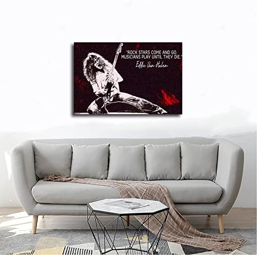 Познат гитарист легендарен Еди Ван Хален Едвард Лодевијк Ван Хален Starвезда постер плакат постери wallидна уметност декор печатење
