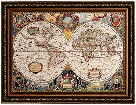 Елитиарт-старо гроздобер светска мапа масло за сликање на масло, репродукција Giclee Wall Art Canvas Prints-Red-Shaped Големина: 39 x 28
