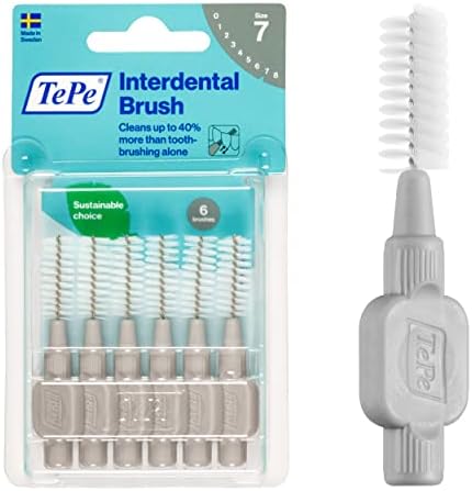 Тепе интердентална четка оригинална, мека стоматолошка четка за чистење на забите, пакет од 6, 1,3 мм, екстра големи празнини, сива, големина