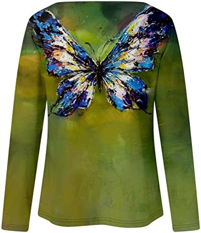 Брод врат врвот тинејџерска девојка со долги ракави пеперутка мачка цвет Цвет печати тенок туники бранч симпатична блуза камизолна