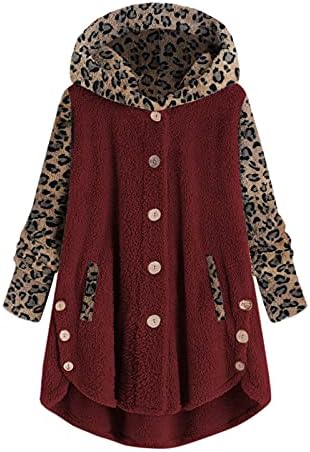 JJHAEVDY Women'sенски мода есен/зимска качулка Реверзибилна руно џемчка јакна со аспирани картони со палта џеб
