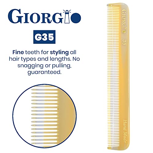 Giorgорџо G35 Рачно изработен СИТЕ фино заби џеб чешел за мажи, зацрвнувач на чешел за коса за секојдневно чешлање на коса, мустаќи и брада