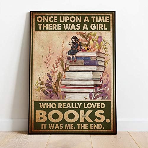 Постер за книги за книги Еднаш, едно време имаше девојка која навистина сакаше книги постери девојки како читаат книги уметност гроздобер