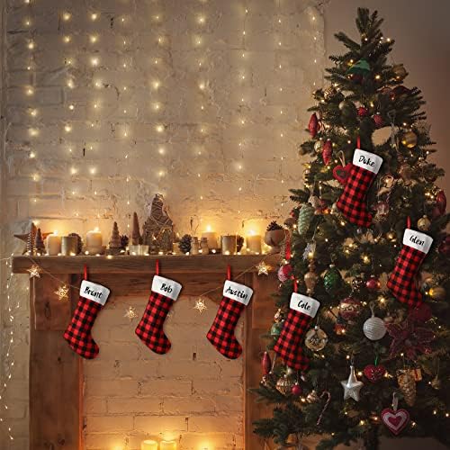 Татуо 12 пакувања Божиќни чорапи за божиќни божици 17 инчи Божиќ виси украси Дрво декор Божиќни партии со 4 чаршафи со црна буква само