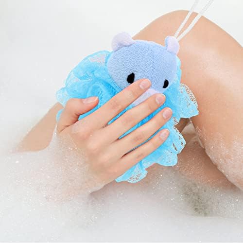 Зеродеко бања сунѓер цртан филм животински бања сунѓери 4 парчиња плишани животни туширање ловори топки ексфолираат чистење на чистење
