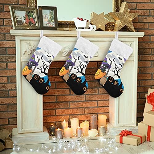 Ноќта на вештерките тиква полна месечина Божиќни чорапи Големи Божиќни чорапи за камин елка скалила шини што висат чорапи чорапи