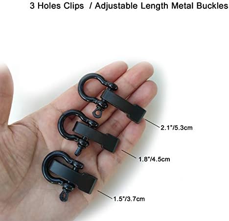 SU Life 10 пакувања црни метални окови за нараквици за паракорд Прилагодливи стилски легури на легури 3 дупки DIY занаетчиски токи 31м