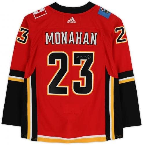 Шон Монахан Калгари го пламеше автограмираниот црвен адидас автентичен дрес - автограмирани дресови во НХЛ