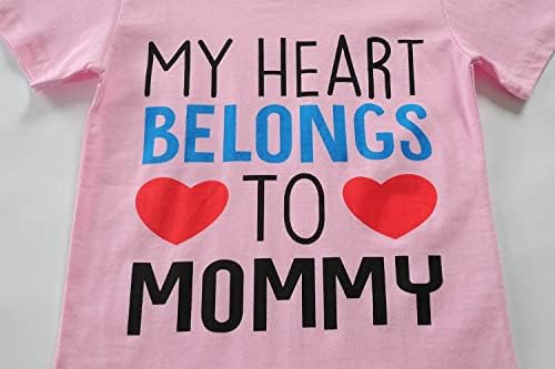 Маица за Денот на мајката за девојки за деца Азбука Моето срце му припаѓа на мама кошула со кратки ракави, диносаурус маички врвови
