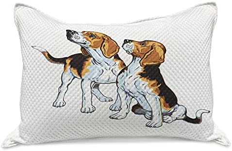 Ambesonne Beagle плетена ватенка перница, шарен графички илустриран 2 мириси животно одгледувано и стоење, стандардно капакот на перницата