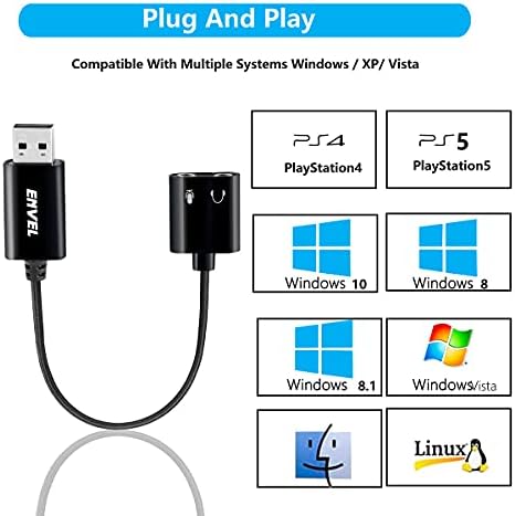 ENVEL USB Звучна Картичка+Слушалки За Игри Со Микрофон ЗА КОМПЈУТЕР PS4 PS5 Nintendo Switch Xbox One X S