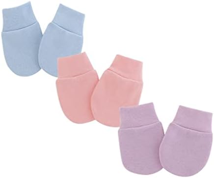 Fasund 3 пара новороденче памучни белезници цврста боја без гребење на ракавици за новороденчиња за девојчиња за момчиња