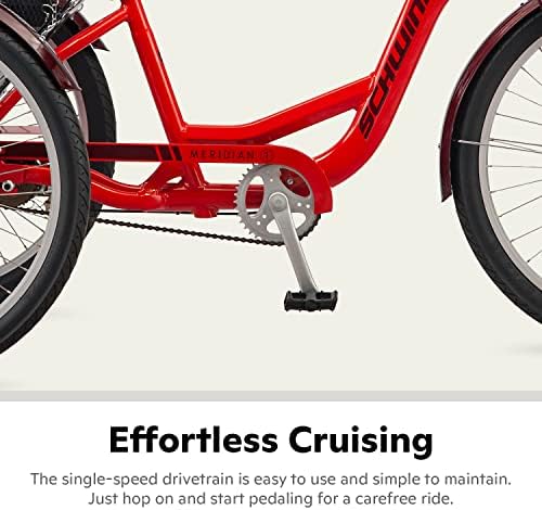 Велосипед за возрасни трицикли на Швин Меридијан, крстарење со три тркала, тркала од 26 инчи, низок чекор преку алуминиумска рамка, прилагодливи