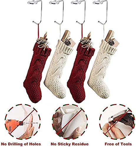 4 парчиња божиќни држачи за порибување мантили метални куки закачалка Божиќна безбедност виси заштитени зафаќања за чорапи за декорација на Божиќна