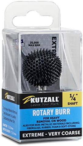Kutzall Extreme Sphere Rotary Burr 1⁄4 вратило, многу груба - обработка на дрва за Bosch, Dewalt, Milwaukee, Makita Tools. Абразивен