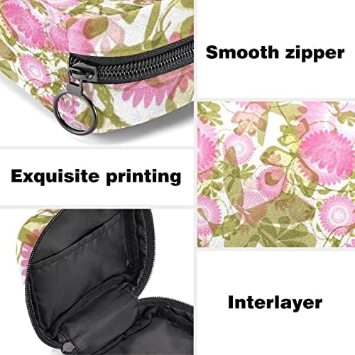 Период торба, санитарна торба за складирање на салфетки, држач за подлога за период, торбичка за шминка, розова цветна листова лисја