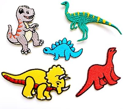 PL сет од 5 мали мини диносаурус симпатична 1 цртан филм шие железо на везена апликација знак знак закрпи костум за облека