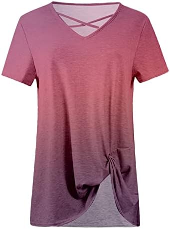 Блуза дами краток ракав 2023 памук против вратот графички лабав вклопување опуштено вклопување завој Топ маица за тинејџерски