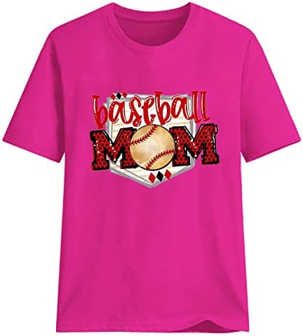 Бејзбол мајки кошули за жени 2023 летни врвови редовни вклопувани екипаж вратот маица дами смешни букви графички маички блузи