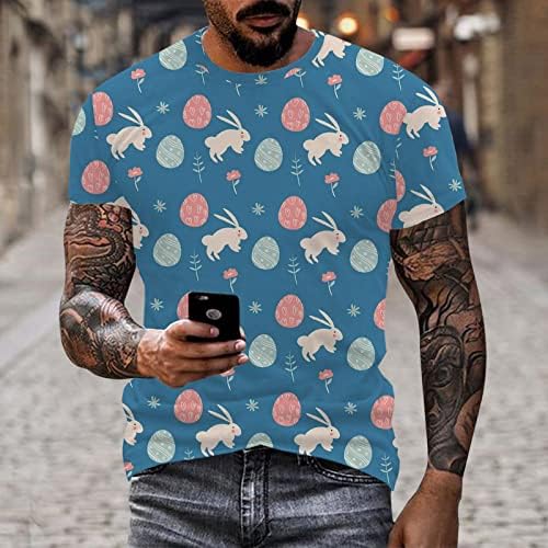 2023 година Нова машка Велигденска модна лежерна дигитална дигитална 3Д печатена маица со тркалезен врат и кратки ракави врвни