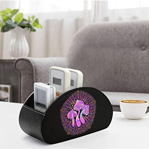 Психоделични печурки ТВ далечински управувачи на држачи за шминка кутија PU кожа складирање домашна продавница за чување со 5 оддели