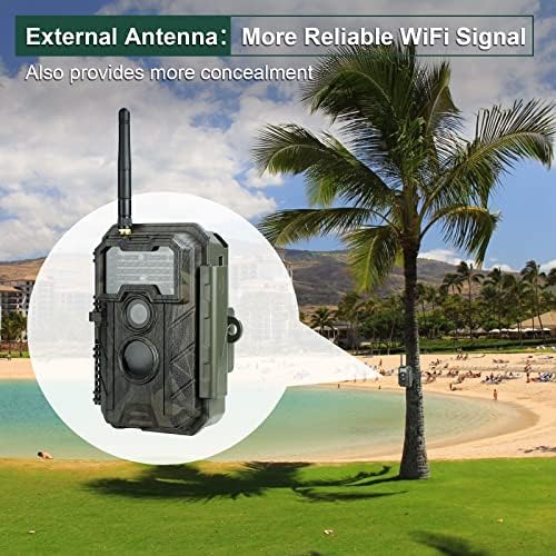 Trail Camera WiFi 32MP 1296p, ловна камера со активирана движење од 0,2S активирање, камера за игри со 100ft инфрацрвена ноќна визија, H.264